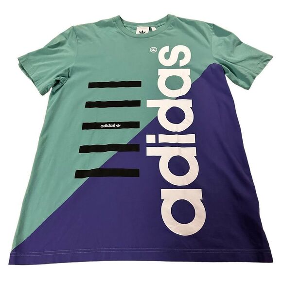 Adidas ~ Originals Commercial Tee ~ size Large ~ Teal and Purple - Picture 1 of 8